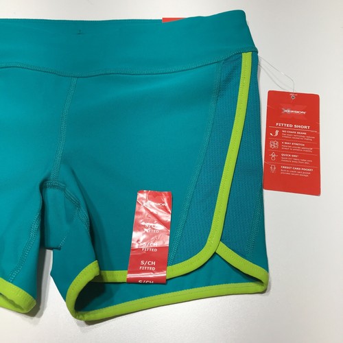 Xersion Performance Wear Shorts Womens Size S Green Blue Active Fitted NWT