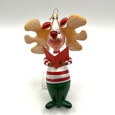 De Carlini Choir Rudolph Reindeer Christmas Glass Ornament