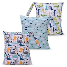 3pcs Cloth Diaper Wet Dry Bags Waterproof Reusable with Two Zippered Pockets ...