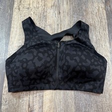 Lululemon Enlite Bra Zip Front High Support Padded Black Grey Animal Print 34DD