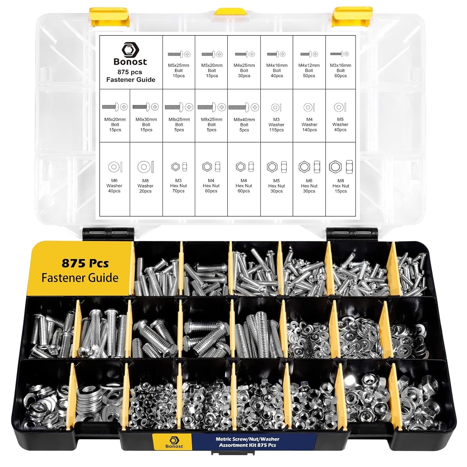 2300 Pc Hardware Assortment Kit Metric & SAE Nuts Bolts Washers Screws with Case