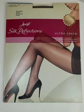 Hanes Silk Reflections Ultra Sheer Pantyhose Gentle Brown Nylon Stockings sz CD