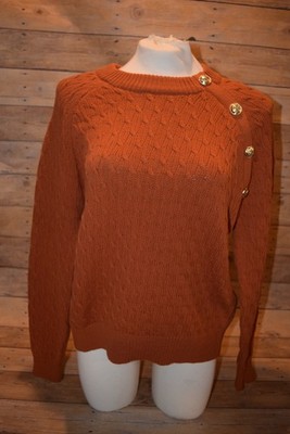 NWT Womens Derek Lam 10 Crosby Cable Knit Crew Neck Sweater sz XL Cinnamon