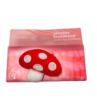 Cute Spa Headband by The Creme Shop 3D Teddy Plush Mushroom Red Pink, New