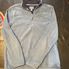 G.H. Bass  Co. Men's 1/4 Zip Fleece Pullover Sweatshirt Sz M Navy Blue