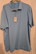 Peter Millar Mens SZ XL Caribbean Blue Striped Performance Polo Mens Logo NWT