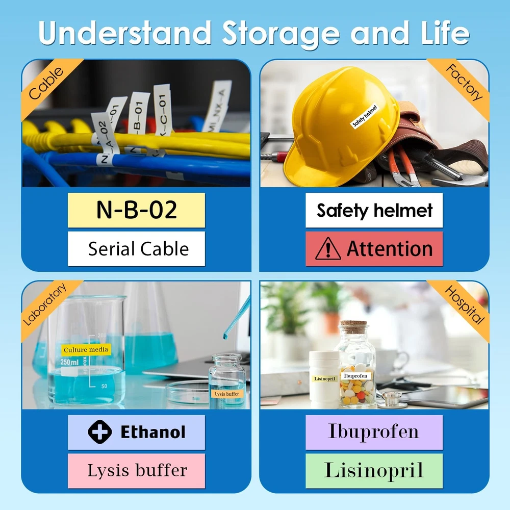 Portable Label Maker Machine with Waterproof Tapes and Rechargeable Battery