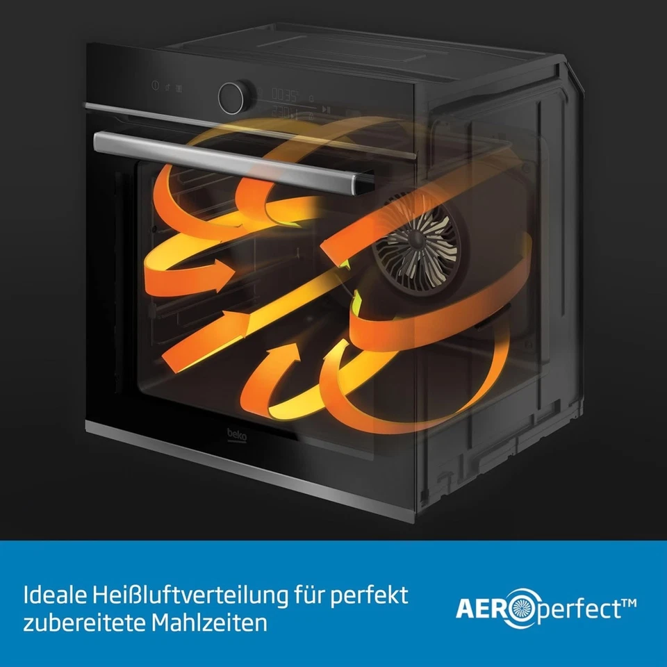 Beko BBIM12300X Backofen 60cm Einbaubackofen 72L Volumen 8 Heizarten Edelstahl - Bild 2 von 4