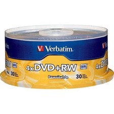 30 Verbatim Blank 4X DVD RW Logo Branded 4.7GB Rewritable DVD Disc 94834