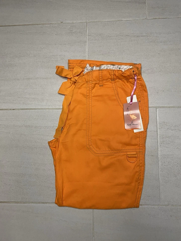 Koi, Lot Of 2 Lindsey Women's Scrub Cargo Pants Orange And Lime Green Sz Small - Image 3 of 4