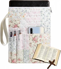 Bible Book Sleeve with Zipper 11" X 9" Padded Protector Washable Quilted Book Co