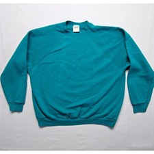 Vintage Blank Tultex Sweatshirt Teal Classic 90s Made in USA X-Large XL Crewneck