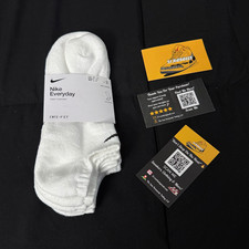 Nike Everyday No Show Cotton Cushioned Socks 3 PAIRS COLOR White SX7673-100 New 