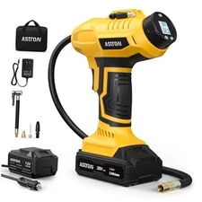 AstroAI Cordless Tire Inflator Air Compressor 20V Rechargeable Battery Yellow