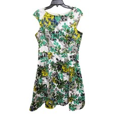 London Style Floral Dress Womens 14 Green Blue White Garden Party Y2K Fairy