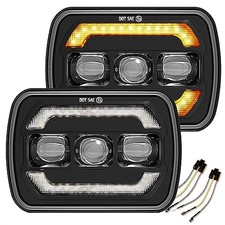 Upgraded 5x7 7x6 Headlights with DRL/Turn Signal,6054 LED Sealed Beam H6054