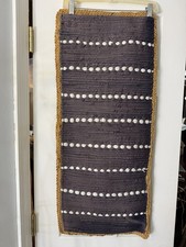 Handwoven Marled Wide Pinstripe Pillow Cover-Lumbar - True Navy Jute 14  X 36  