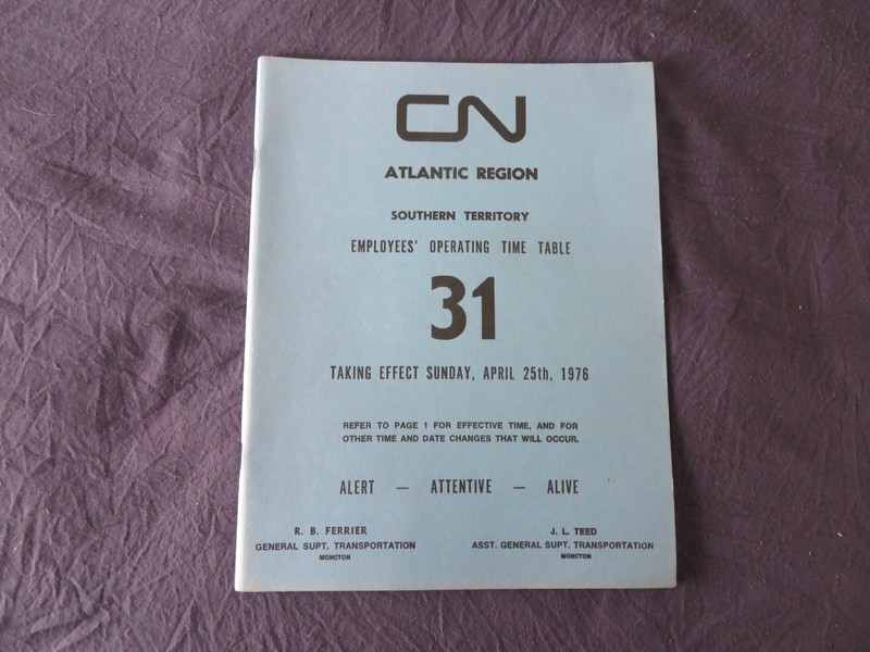 Canadian National Railroad Employee Timetable Atl Reg Southern Terr. #31 4/25/76