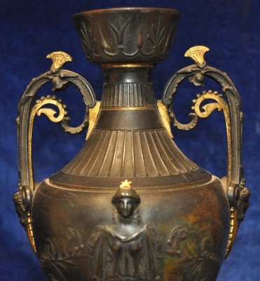 NEOCLASSICAL BRONZE URN GILT MARBLE RELIEF GRAND TOUR GREEK ROMAN BUST EGYPTIAN