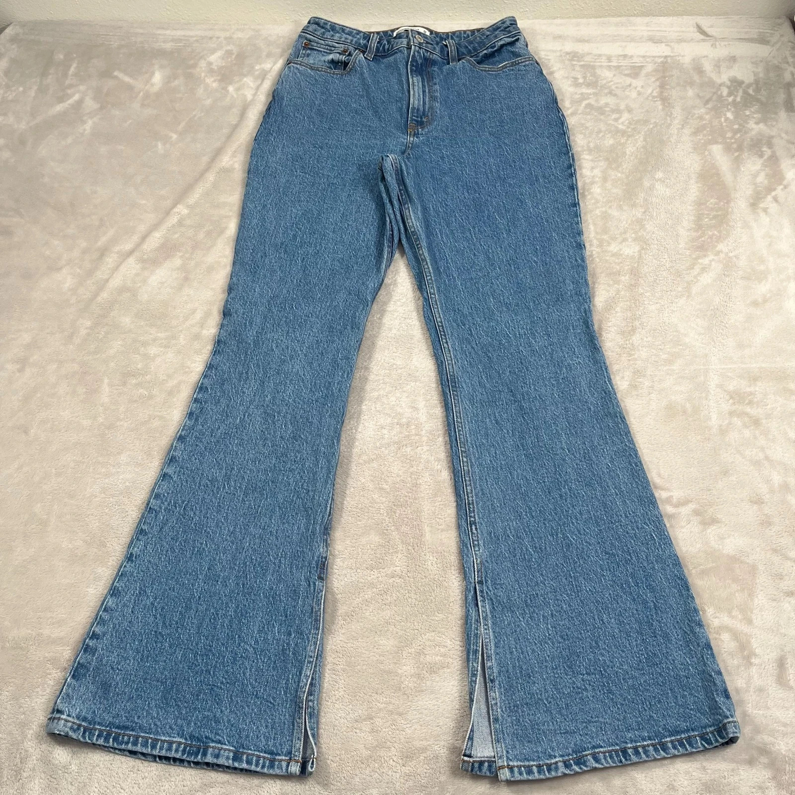 Abercrombie & Fitch Jeans Womens Size 8 Long Blue Vintage Flare High Rise Slit