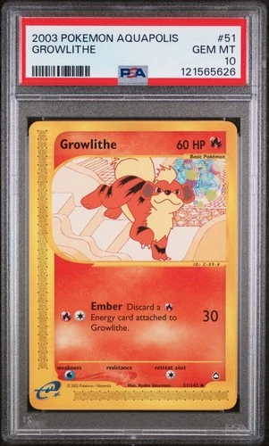PSA 10 Growlithe 51/147 Aquapolis Pokemon