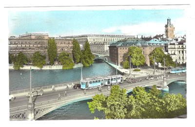 Postcard Chrome The Riksbank, the Palace and the Stockholm Cathedral Sweden