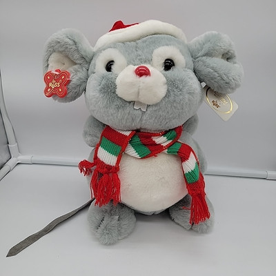 VTG NEW 80's Russ Berrie & Co Mischief Plush Christmas Toy Caress Vintage Tags
