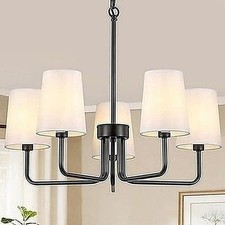 5-Light Farmhouse Chandelier Black Dining Room Kitchen Island R012