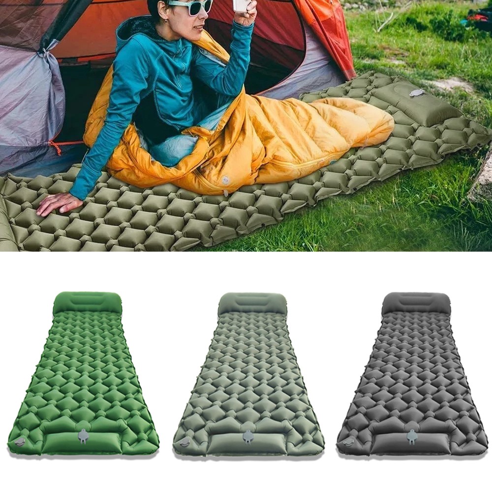 Almohadilla inflable para dormir camping alfombra cama de aire almohada colchón viaje