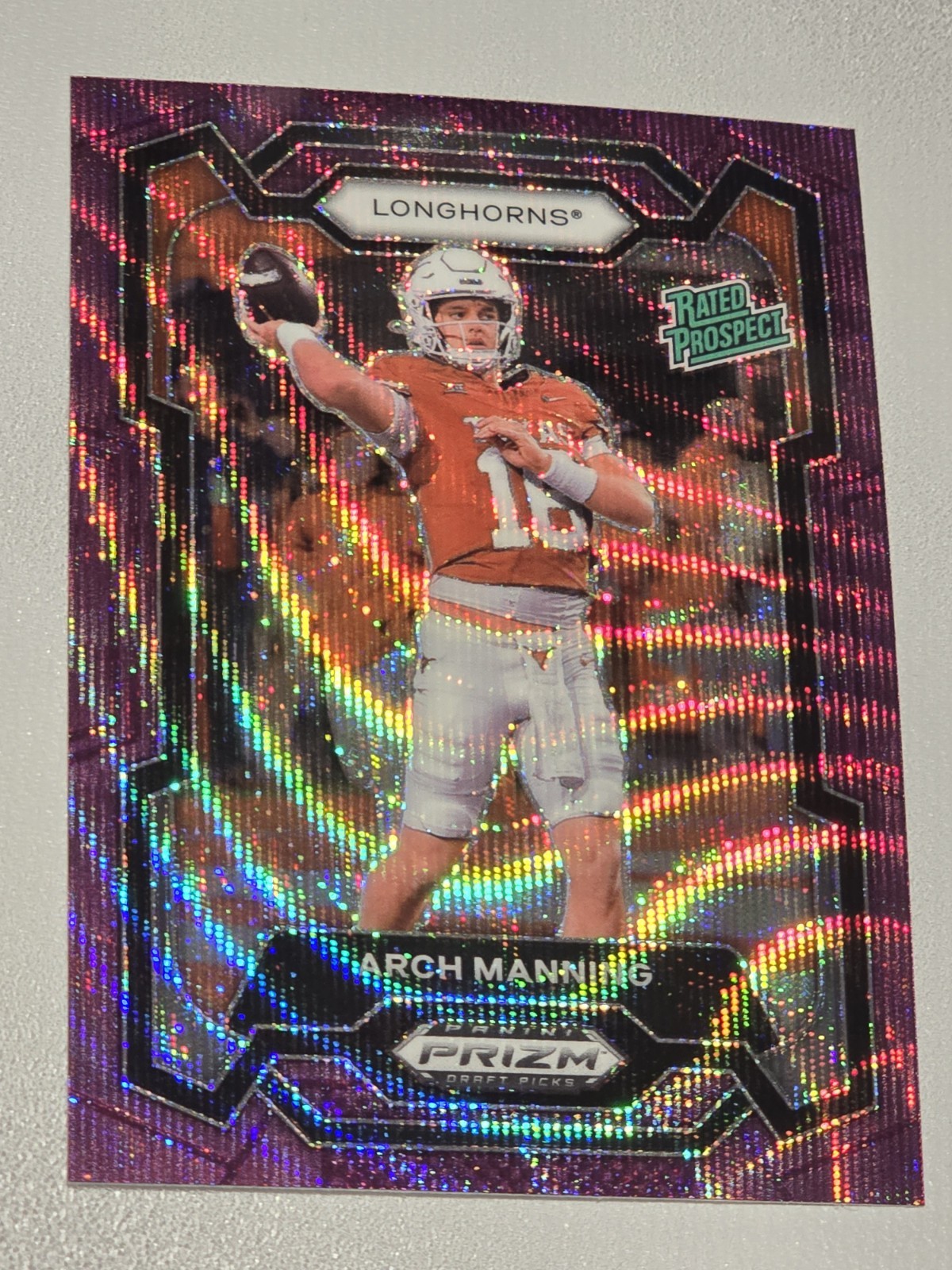 Arch Manning 2024 Prizm Draft Picks Purple Wave Prizm Rated Prospect Card #192