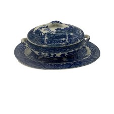 Vintage Child Blue Willow 5 1/4 Casserole And 6 1/4  Platter Made In Japan - 1