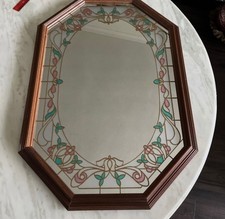 Vintage octagon etched rope oval mirror color...