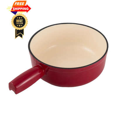Swissmar Lugano Cast Iron Cheese Fondue Pot 1.5 Quarts, Cherry Red