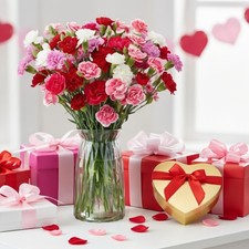 20 Stem Rainbow Mini Carnations Vase Included -Fresh Flowers for Next Delivery