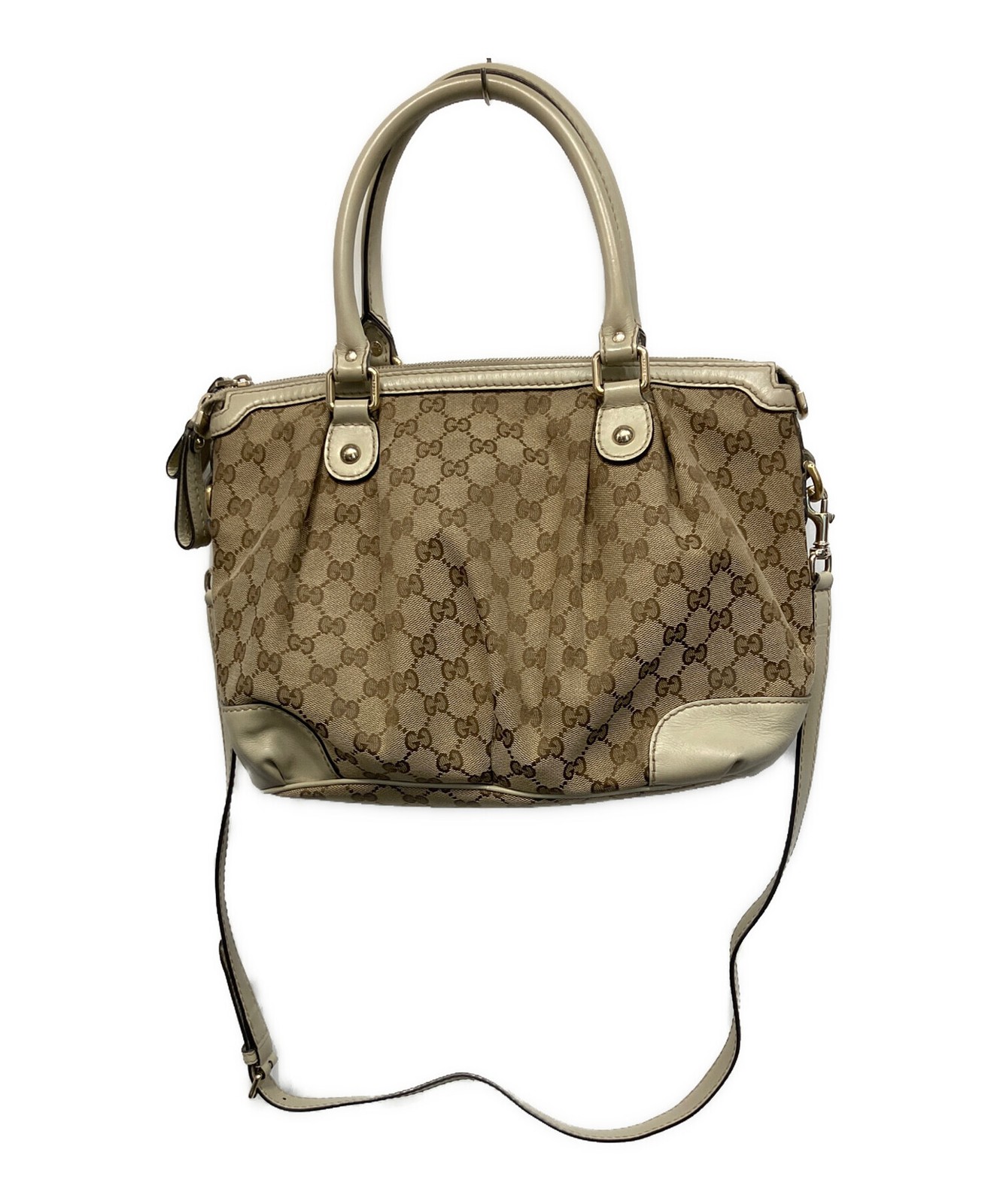 GUCCI Sukey Diamante 2Way Bag Beige Canvas Leather Model 247902 SN2585 thumbnail 13