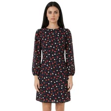 Ann Taylor L navy cherry print shift dress $139 retail