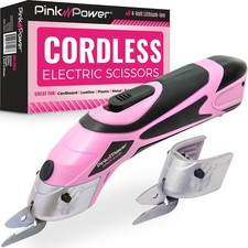 Pink Power Cordless Electric Scissors Fabric Cutter for Crafts, Box, Sewing, ...
