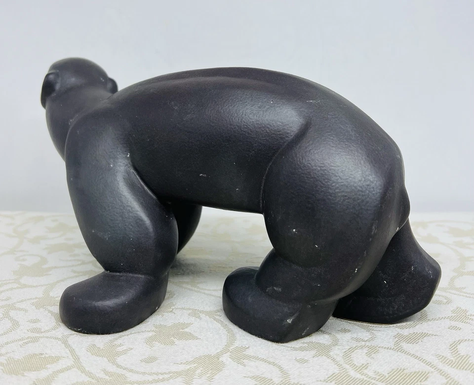 BEAR BÄR OURS POLAIRE LEMANCEAU SCULPTURE STATUE OBJETS ANIMAL CRAQUELE ART DECO - Photo 4/4