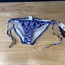 La Blanca Women's Side Tie Hipster Blueberry Bikini Bottom Sz 10 Small Stain 