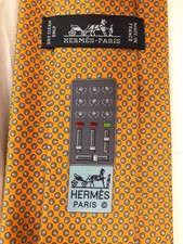 HERMES Tie silk all over pattern Knob authentic made in France 1119