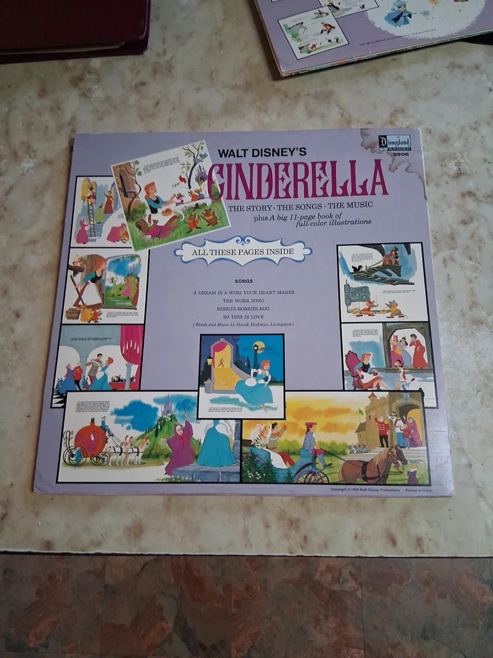 Walt Disney's CINDERELLA 1969 Disneyland LP Record 3908 + 11-Page Book EX/VG - Image 2 of 4