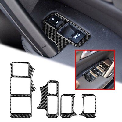 4Pcs For Acura TL 2009-2014 Carbon Fiber Window Lift Switch Panel Trim Sticker