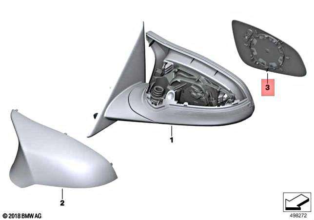 Genuine BMW Hybrid M2 M3 M4 GTS Mirror Glass Convex Heated Right 