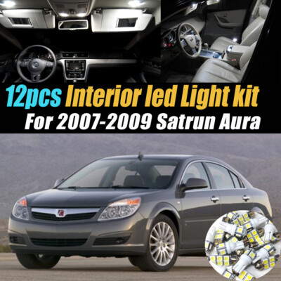 12Pc Super White Car Interior LED Light Bulb Kit for 2007-2009 Saturn Aura