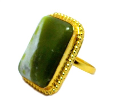 Anelli di giada verde placcati oro fatti a mano gioielli con