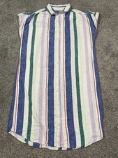 Gap Dress Womens Small Linen Blend Striped Shirt Button Down Classic Preppy Mini