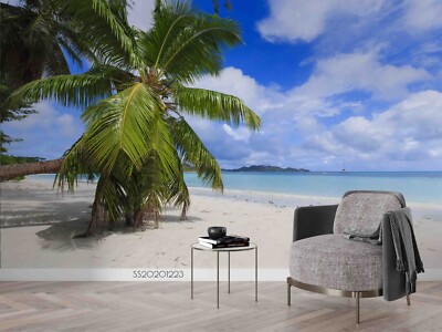 3D Tree Sky Beach Tropical Landscape Wallpaper Wall Murals Removable Wallpaper