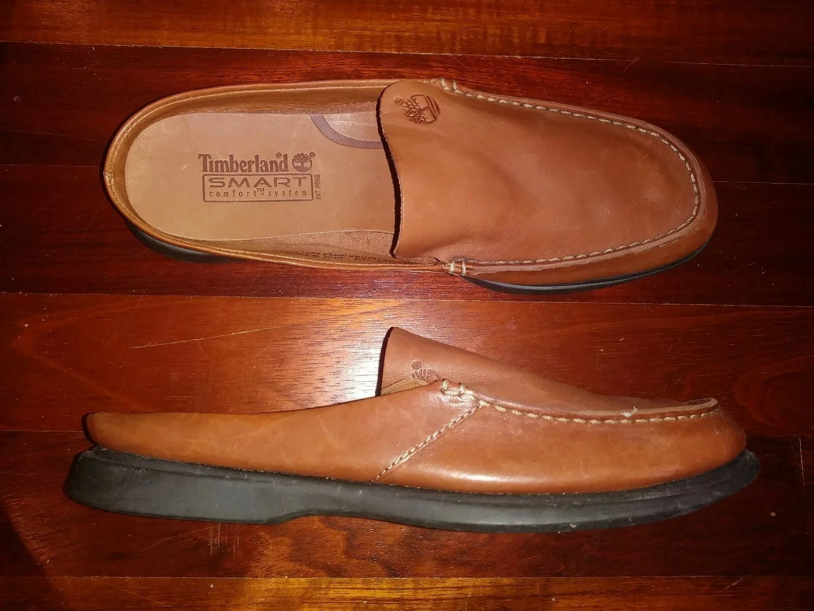 TIMBERLAND sandali bassi eleganti da donna in pelle marrone con slide 6M