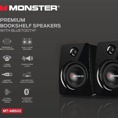 Monster Active Monitor Bluetooth Powered Active Bookshelf Speakers (Pair) ABS02