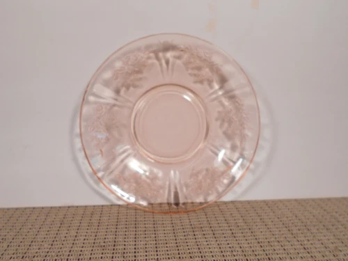 Federal Depression Glass Sharon Pink/Cabbage Rose Saucer 6"